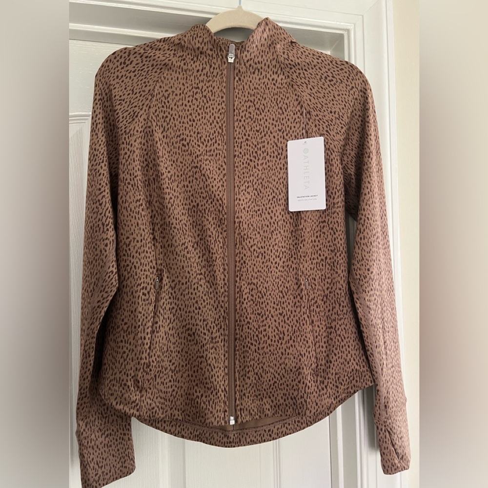 Athleta NWT Salutation Jacket Medium Leopard/Cheetah